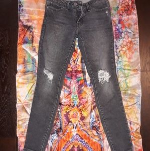 Levi Strauss distressed black skinny jeans